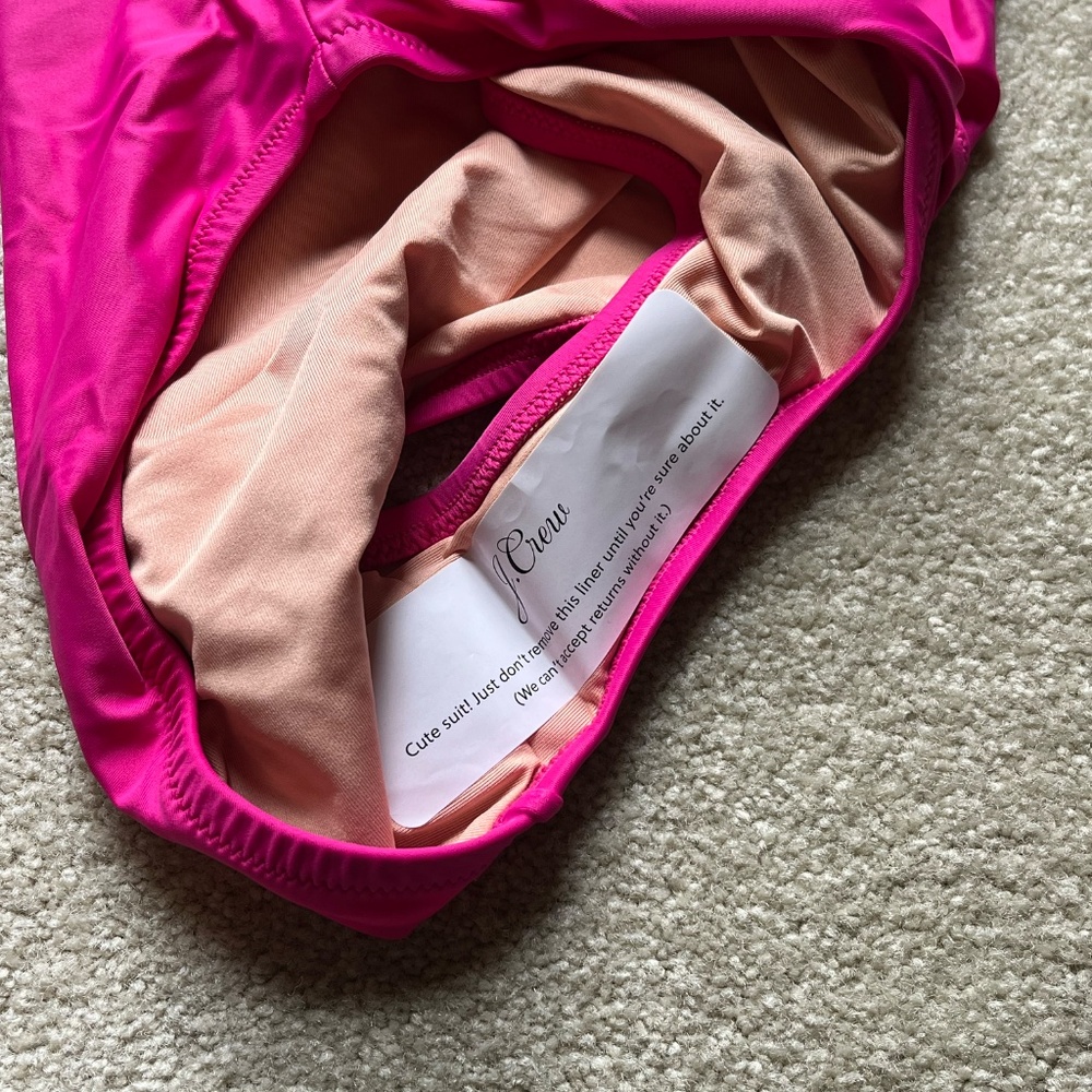 J. Crew Ruched Bandeau One-Piece Fuchsia NEW - Picture 7 of 8
